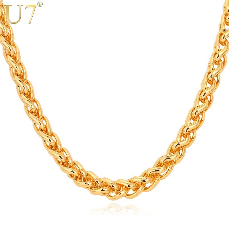 U7 Rock Men Jewelry Gold Color Necklace Wholesale 6mm Thick 55cm Round Wheat Chain Necklace N366
U7 Rock Men Jewelry Gold Color Necklace Wholesale 6mm Thick 55cm Round Wheat Chain Necklace N366