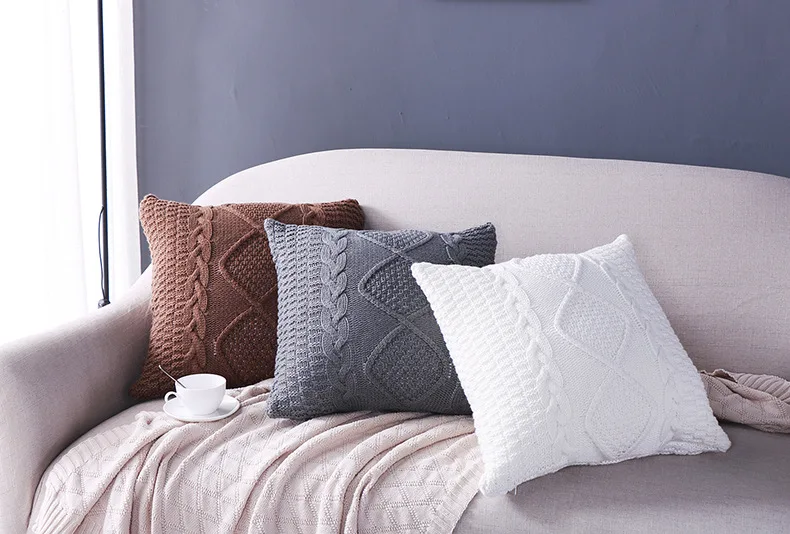 New Knitted Cushion Cover Knit Pillow Cover Cable Knit Cushion Decorate Pillows Cotton Coussin Cojines Sofa, 45*45cm Handmade
New Knitted Cushion Cover Knit Pillow Cover Cable Knit Cushion Decorate Pillows Cotton Coussin Cojines Sofa, 45*45cm Handmade