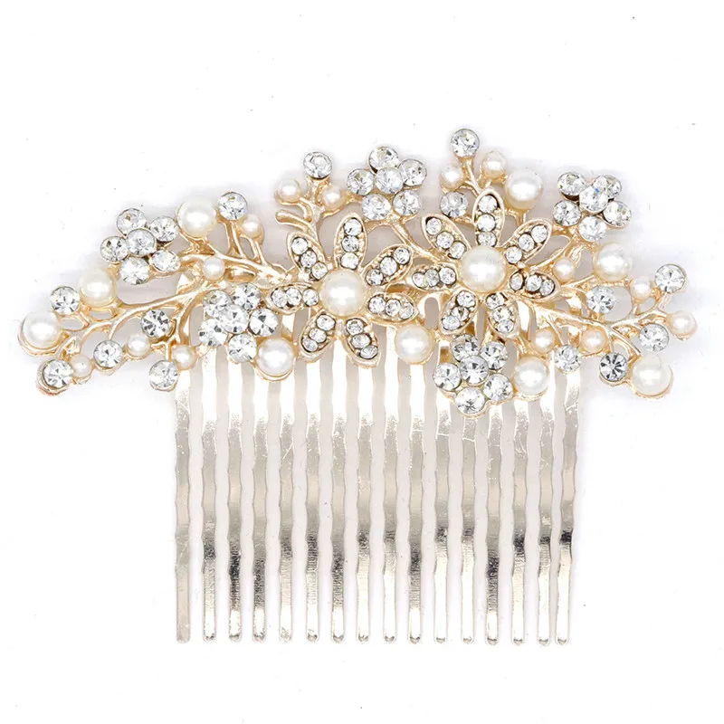 

Elegant Wedding Hair Combs for Bride Crystal Rhinestones Pearls Women Hairpins Bridal Headpiece Hair Jewelry Accessories
