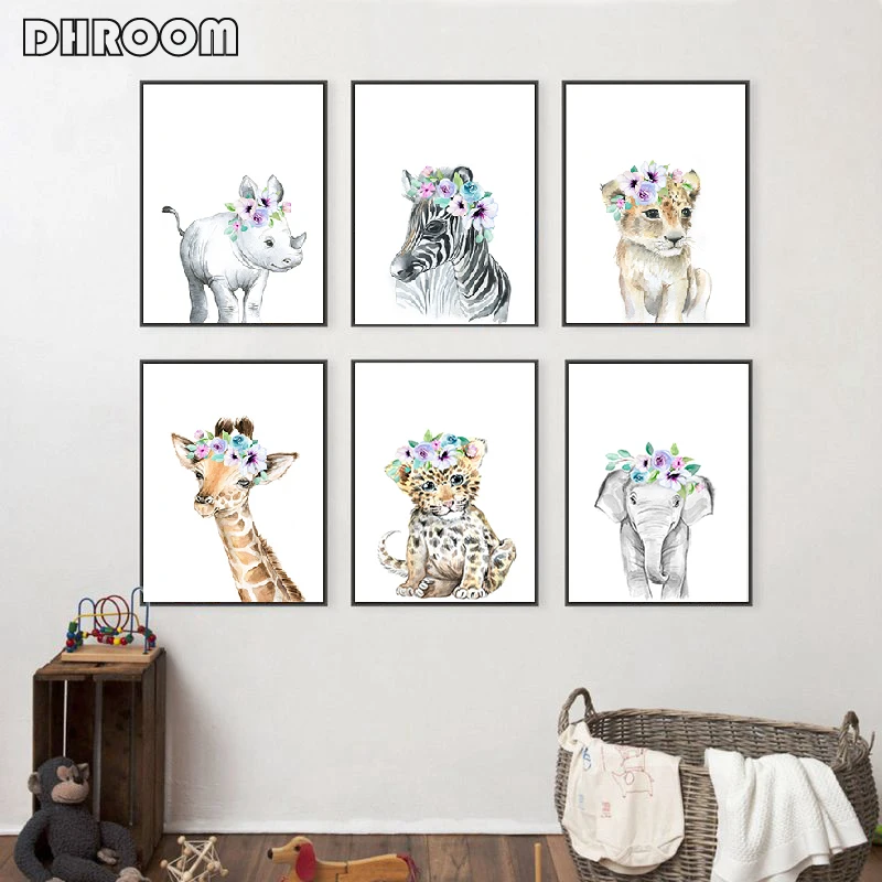Lion Zebra Giraffe Baby Animal Prints Flowers Print Poster Safari Animals Picture Canvas Painting Kids Room Nursery Wall Decor
Lion Zebra Giraffe Baby Animal Prints Flowers Print Poster Safari Animals Picture Canvas Painting Kids Room Nursery Wall Decor