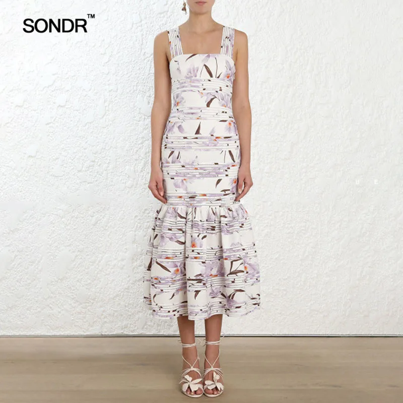 SONDR Print Dresses Female Sleeveless Off Shoulder High Waist Ankle Length Suspender Dress Elegant Fashion 2019 Summer
SONDR Print Dresses Female Sleeveless Off Shoulder High Waist Ankle Length Suspender Dress Elegant Fashion 2019 Summer