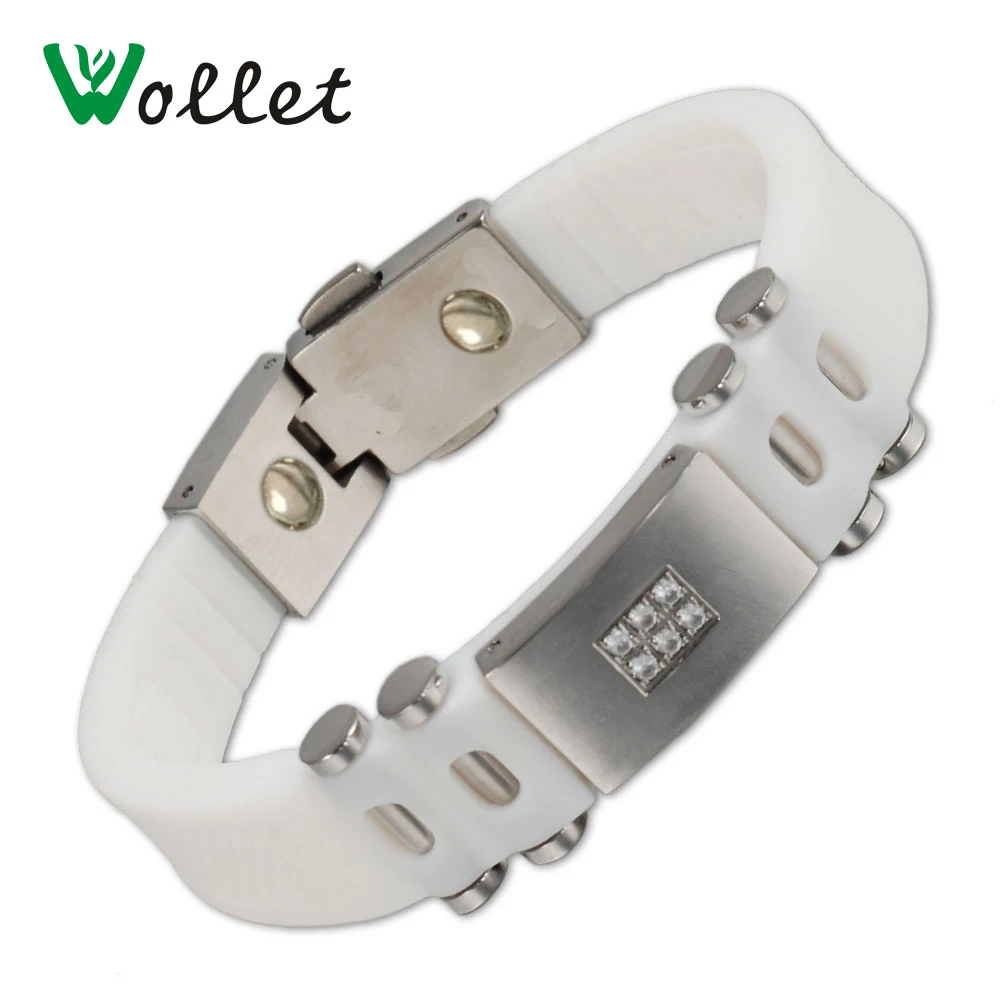 Wollet Jewelry Energy Wristbands Germanium Hematite Negative ions Bands White Silicone Bracelets Bangle Healing Adjustable Size
Wollet Jewelry Energy Wristbands Germanium Hematite Negative ions Bands White Silicone Bracelets Bangle Healing Adjustable Size