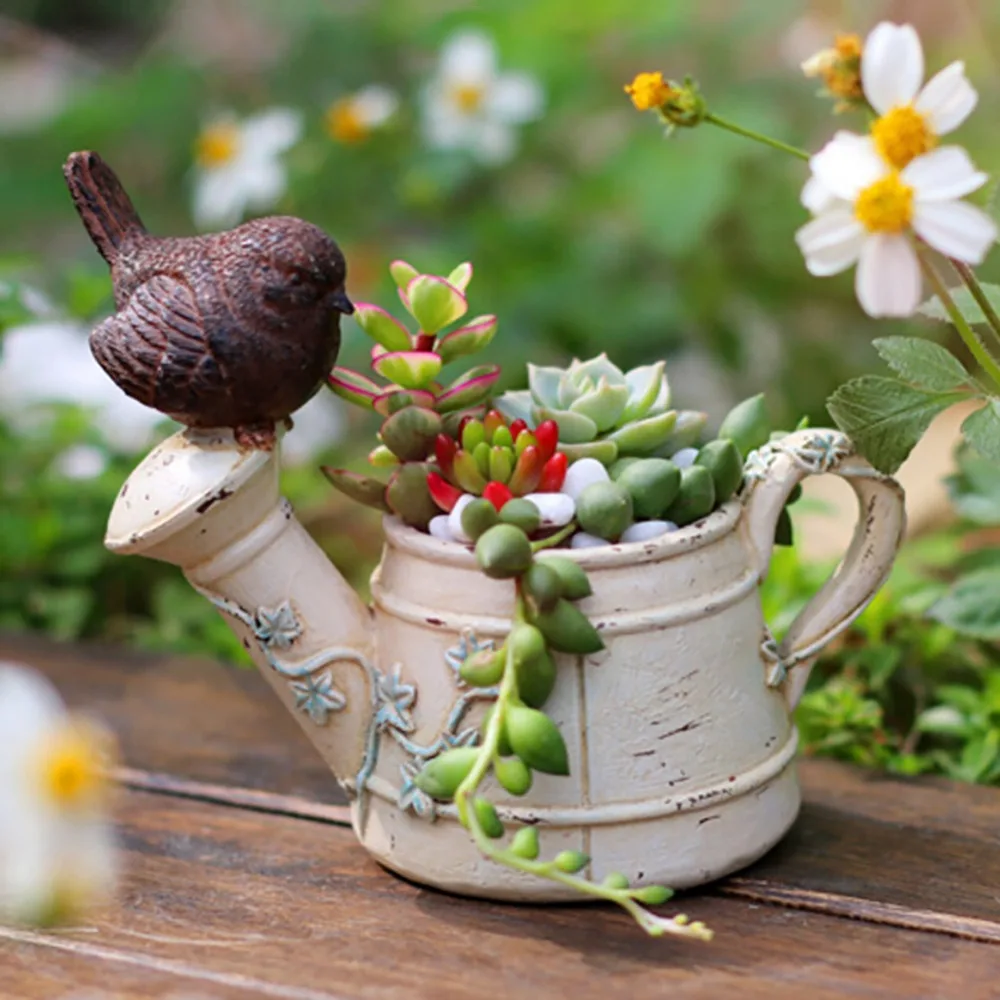 Lovely Resin Flowerpot Pastoral Bird Shower Kawaii Zakka Succulents Kettle Plant Pot Mini Landscape Garden Home Office Decor
Lovely Resin Flowerpot Pastoral Bird Shower Kawaii Zakka Succulents Kettle Plant Pot Mini Landscape Garden Home Office Decor