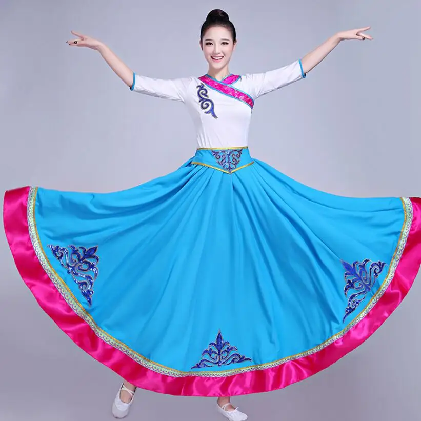 Chinese Folk Dance Costume stage wear Mongolian Tibetan style Performance dress (top+Long skirt)womens festival dance clothing
Chinese Folk Dance Costume stage wear Mongolian Tibetan style Performance dress (top+Long skirt)womens festival dance clothing