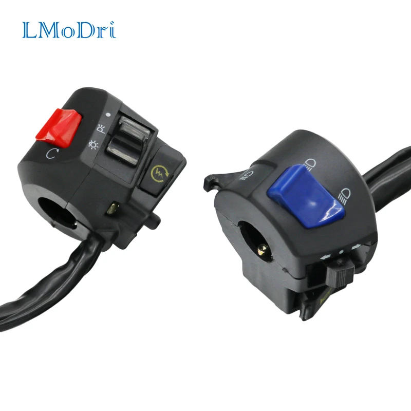 

LMoDri Motorcycle Switch 7/8" Handlebar Control Horn Turn Signal Headlight Electrical Start Switches Modified Parts