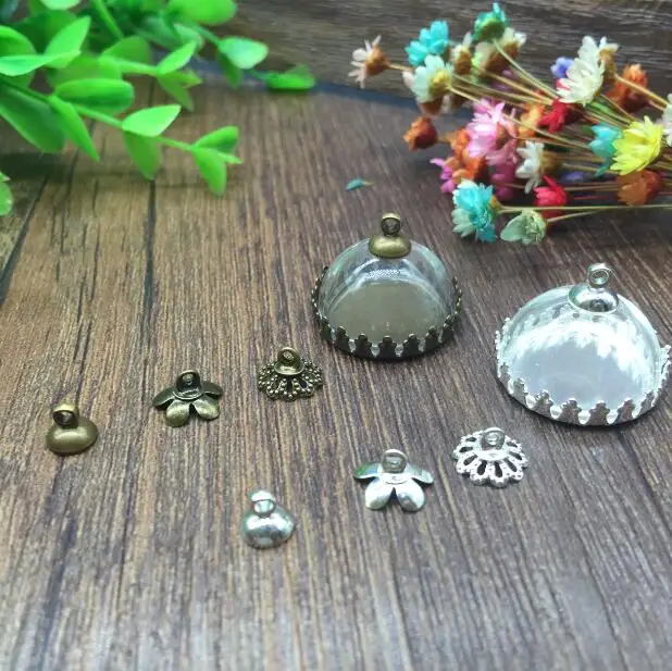 100sets/lot 20mm clear half round glass cover vial pendant silver/bronze plated teeth edge tray charm diy jewelry finding making
100sets/lot 20mm clear half round glass cover vial pendant silver/bronze plated teeth edge tray charm diy jewelry finding making
