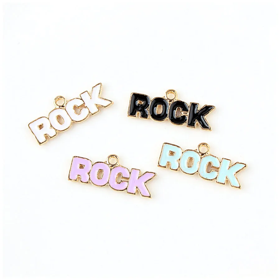Hot 10pcs Fashion Hip Hop Enamel Rock letter Charms Alloy Pendant fit Bracelet Necklace Clothing DIY Jewelry Accessories Making
Hot 10pcs Fashion Hip Hop Enamel Rock letter Charms Alloy Pendant fit Bracelet Necklace Clothing DIY Jewelry Accessories Making