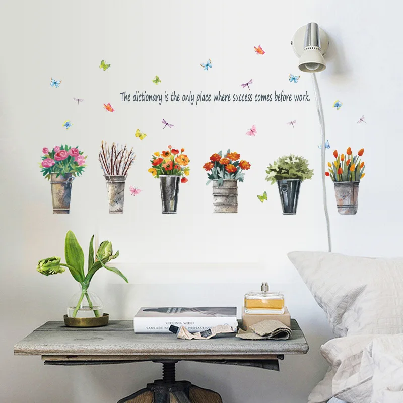Retro iron bucket flower potted window sill living room porch bedroom TV background wall decoration wall stickers
Retro iron bucket flower potted window sill living room porch bedroom TV background wall decoration wall stickers