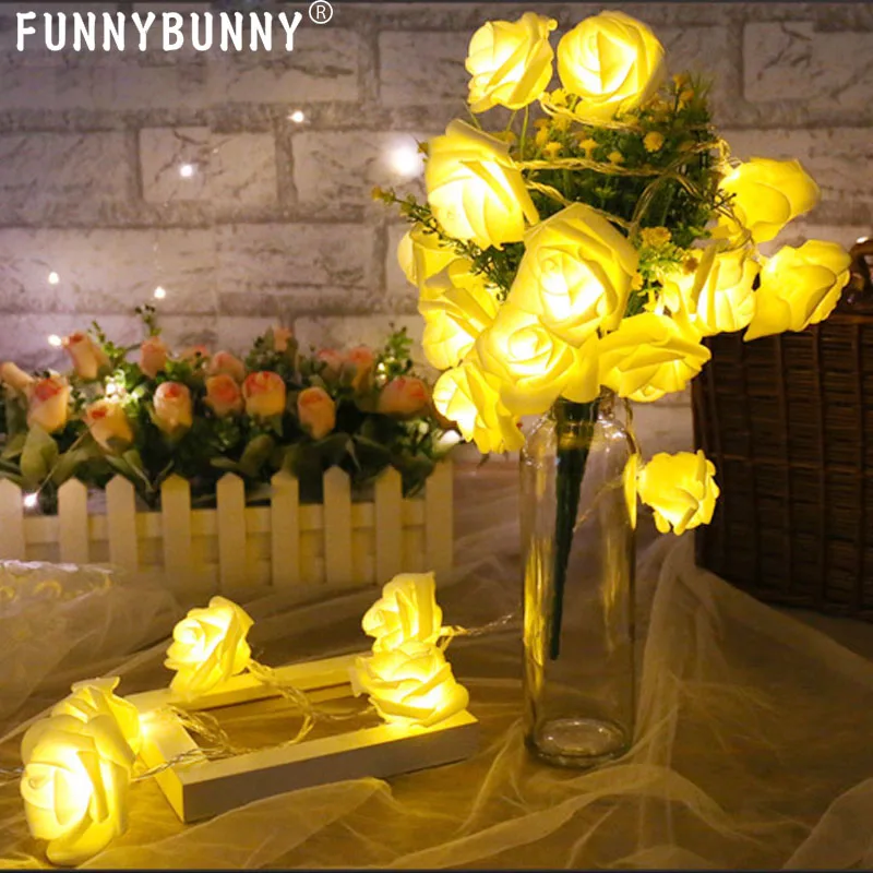 FUNNYBUNNY 9.8ft 20 LED на батарейках гирлянда цветок с феей роз свет свадебная комната Сад