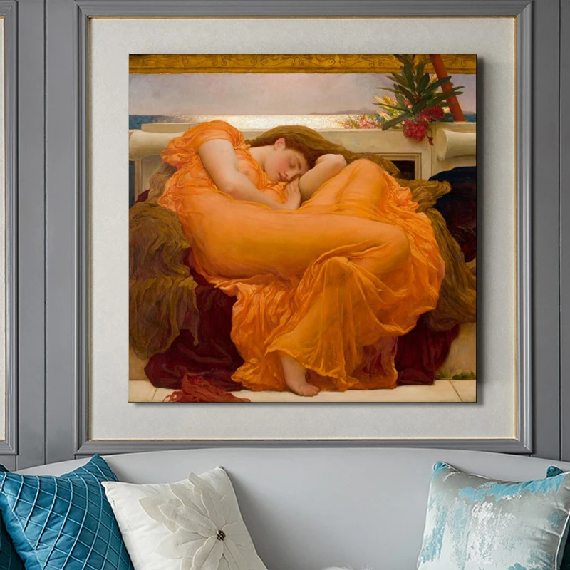 UK Famous Painting Flaming June by Frederic Leighton Decorative Painting Poster Print on Canvas Wall Art Pictures for Room Decor
UK Famous Painting Flaming June by Frederic Leighton Decorative Painting Poster Print on Canvas Wall Art Pictures for Room Decor