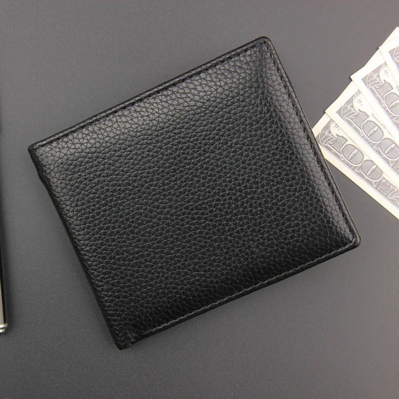 Фото Модный брендовый короткий дизайнерский мужской кожаный кошелек с карманом для