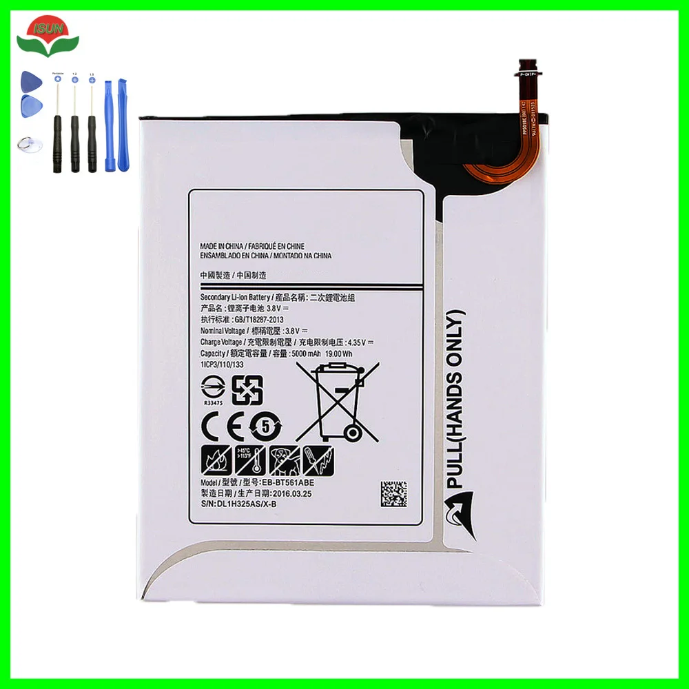 ISUN Original 5000mAh Replacement Battery EB-BT561ABE For Samsung GALAXY Tab E T560 T561 SM-T560 Tablet Battery +tools
ISUN Original 5000mAh Replacement Battery EB-BT561ABE For Samsung GALAXY Tab E T560 T561 SM-T560 Tablet Battery +tools