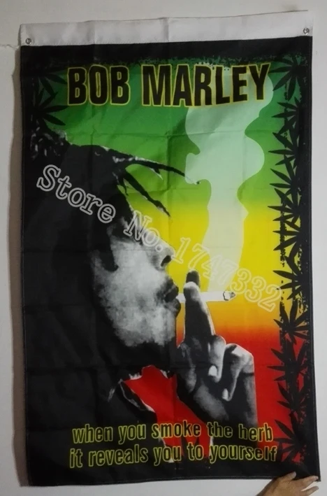Боб Марли Jaica Rasta флаг горячие продажи товары 3x5 футов 150x90 см Баннер латунные