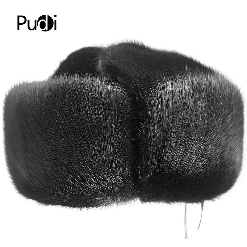 Мужская шапка из меха норки Pudi 170768 новая модная мужская теплая зимняя