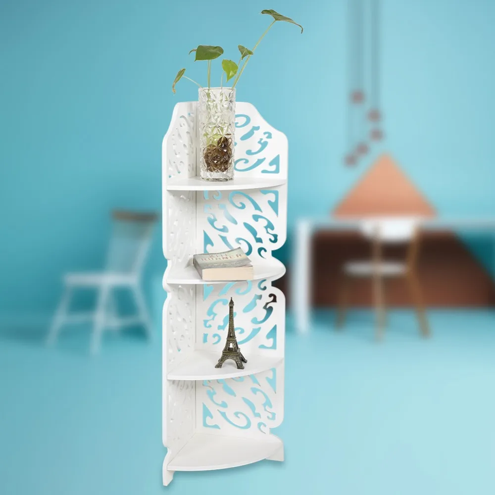 WPC Board 4 Tier Bathroom Wall Mounted Corner Shelf/ Shelves Display Carved Damp Proof Unit Warehouse Shelf