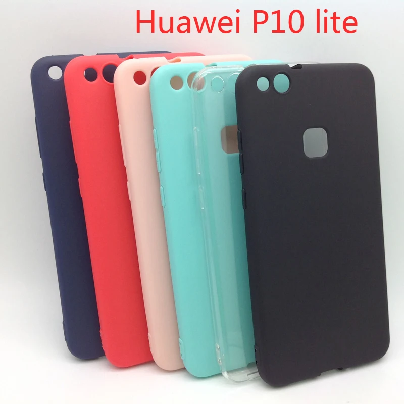 Силиконовый мягкий ТПУ чехол для Huawei P10lite матовый однотонный ярких цветов huawei P10