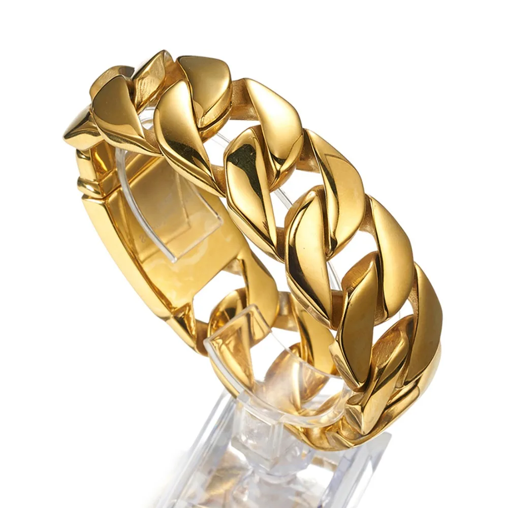 8.46inch 26mm Charming Gold Cuban Curb High Quality Bracelet Stainless Steel Jewelry Men's Bangle Wristband Punk Rock Jewelry
8.46inch 26mm Charming Gold Cuban Curb High Quality Bracelet Stainless Steel Jewelry Men's Bangle Wristband Punk Rock Jewelry