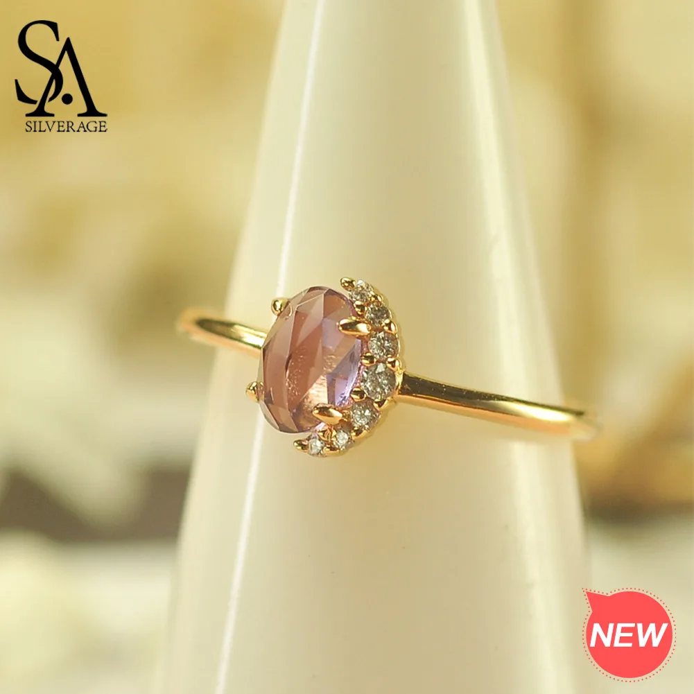 SA SILVERAGE Authentic 925 Sterling Silver Amethyst Engagement Ring Brand Jewelry 9K Yellow Gold Plated Women Adjustable Rings
SA SILVERAGE Authentic 925 Sterling Silver Amethyst Engagement Ring Brand Jewelry 9K Yellow Gold Plated Women Adjustable Rings