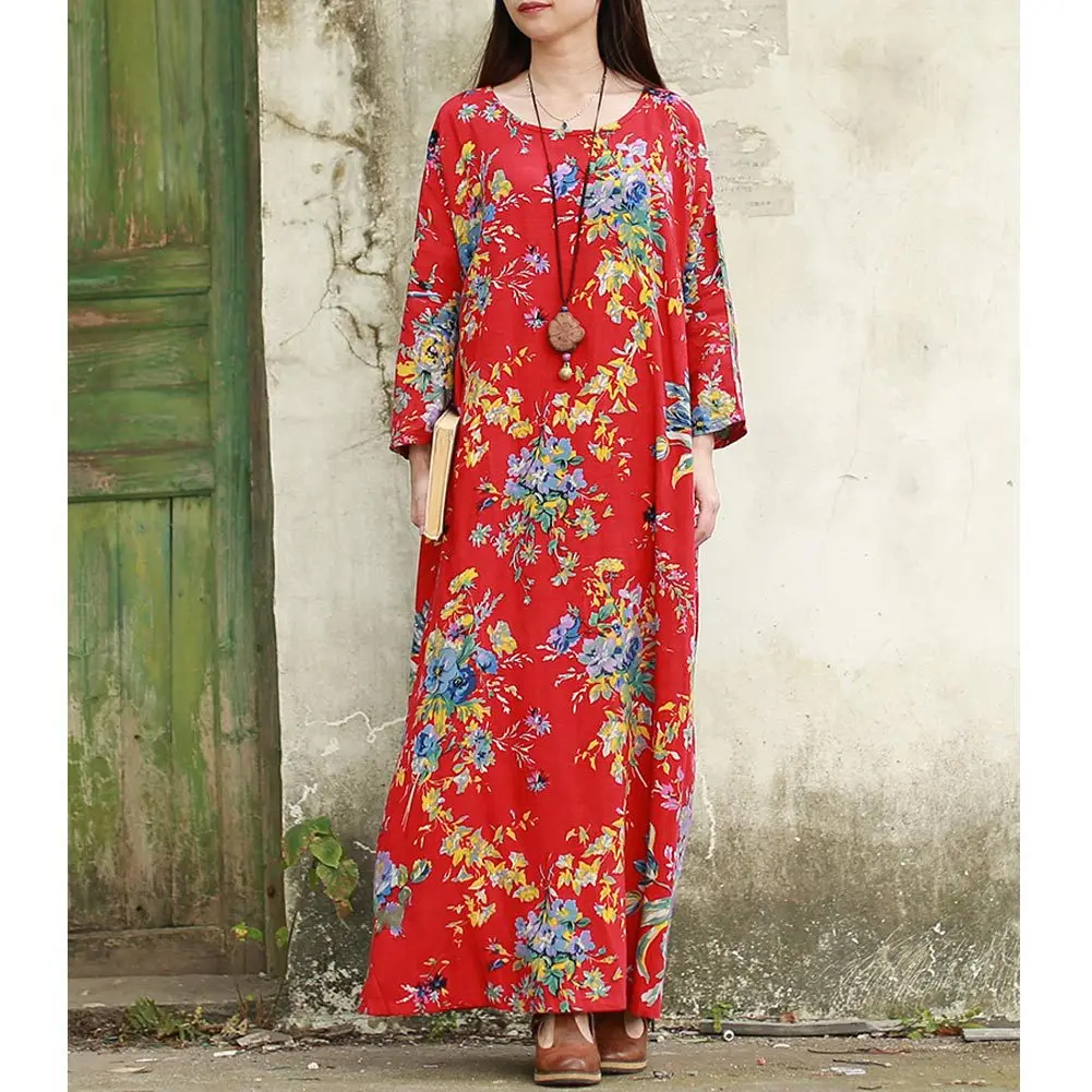 2019 Fashion Maxi Dress Cotton Linen Print Women Dress Camellia Long Sleeve Dress Plus Size Women Summer Spring Long Dress
2019 Fashion Maxi Dress Cotton Linen Print Women Dress Camellia Long Sleeve Dress Plus Size Women Summer Spring Long Dress