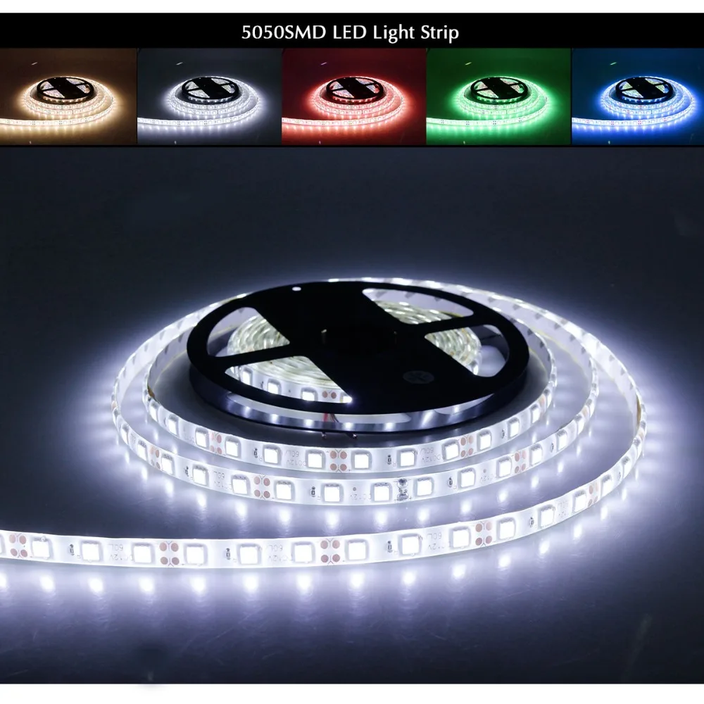 5M RGB Led Strip 5050 SMD Waterproof IP65 IP20 DC 12V 60Leds / M Fita Flexible Ribbon String Tape Lamp For Christmas Holiday | Лампы и
