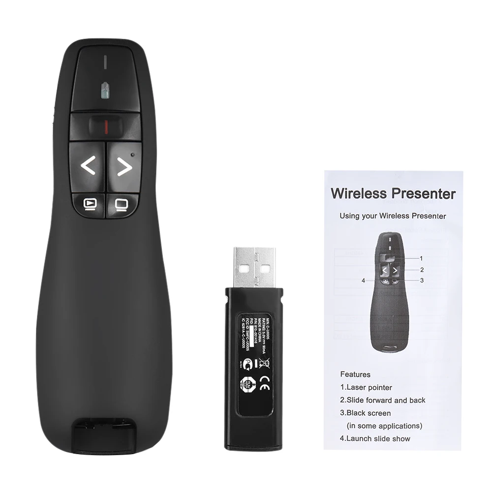 2.4GHz Wireless USB Powerpoint Presentation PPT Flip Pen Pointer Clicker Presenter with Built-in Reciver Red Light Remote Control for Teacher Lecturer Professor Scholar
2.4GHz Wireless USB Powerpoint Presentation PPT Flip Pen Pointer Clicker Presenter with Built-in Reciver Red Light Remote Control for Teacher Lecturer Professor Scholar