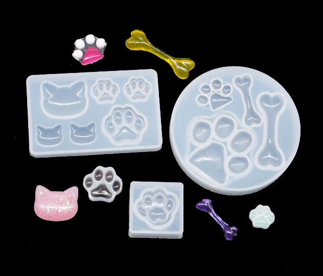 3 стиля cat bear paw bone клей из эпоксидной смолы УФ милая наполовину стерео силиконовая