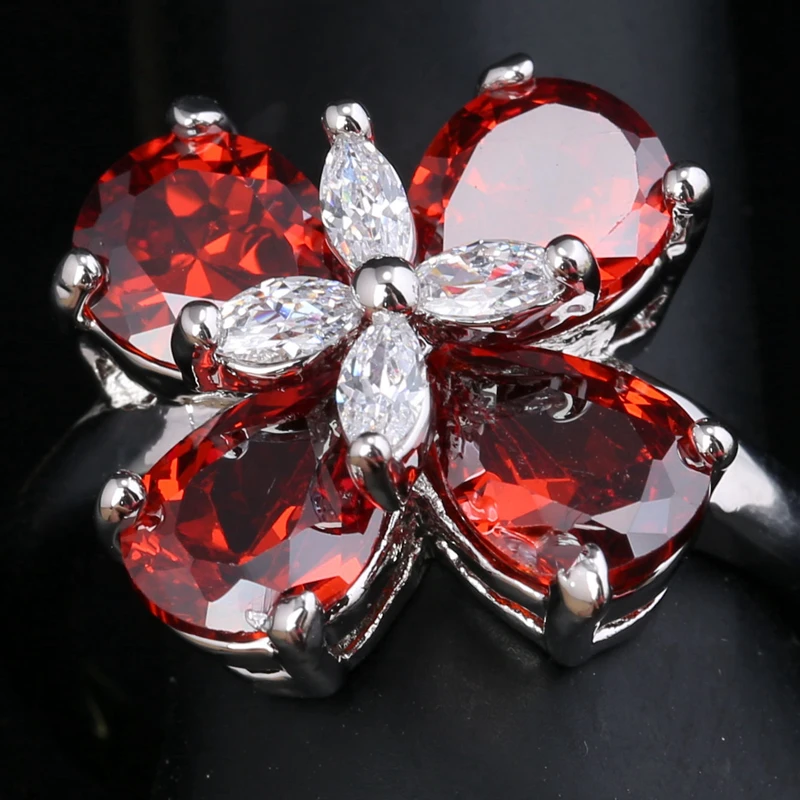 4 Petal Plum Blossom Red Garnet Gems Silver Plated Argent Jewelry US# Solitaire Ring Size 6 / 7 / 8 / 9 S1651
4 Petal Plum Blossom Red Garnet Gems Silver Plated Argent Jewelry US# Solitaire Ring Size 6 / 7 / 8 / 9 S1651