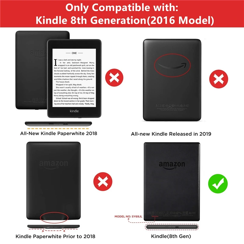 Чехол с принтом для Amazon Kindle 8th откидной смарт-чехол SY69JL 2016 жесткий защитный чехол