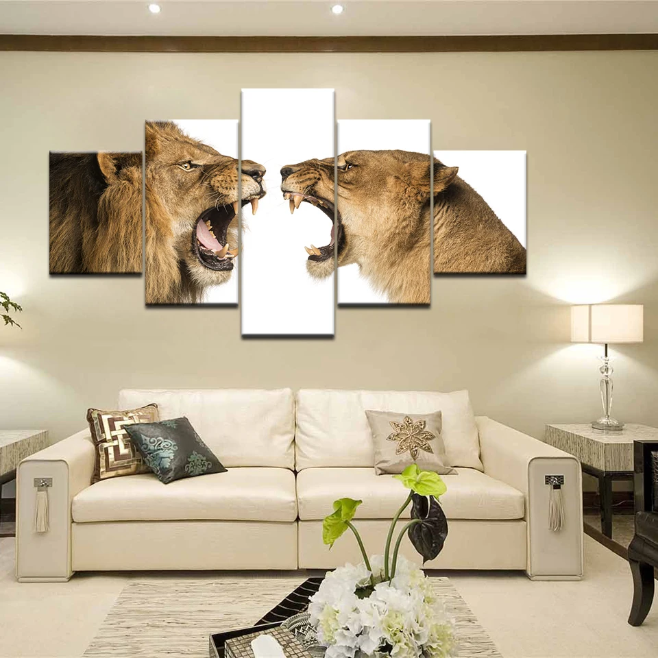 Canvas Pictures Modular Wall Art Framework 5 Pieces Animal Two Lion Roar Painting Living Room HD Prints Poster Home Decor
Canvas Pictures Modular Wall Art Framework 5 Pieces Animal Two Lion Roar Painting Living Room HD Prints Poster Home Decor