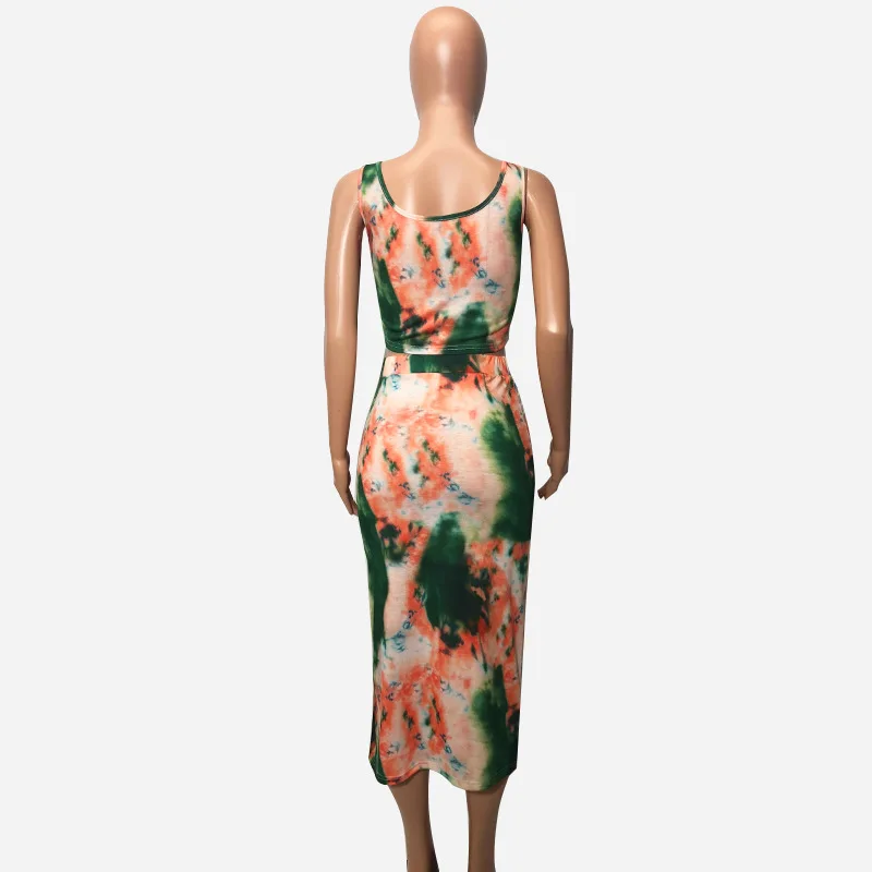 Summer Tie-dye Two Piece Set Women Sleeveless Vest Crop Top Long Skirt Slim Dress Suit Clubwear Bodycon Outfit 2pcs Set Hot
Summer Tie-dye Two Piece Set Women Sleeveless Vest Crop Top Long Skirt Slim Dress Suit Clubwear Bodycon Outfit 2pcs Set Hot