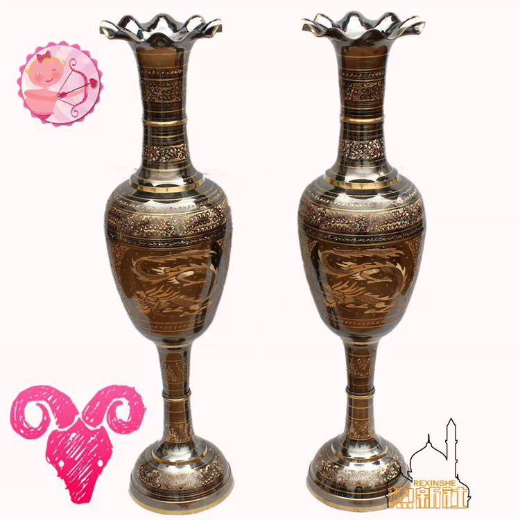Pakistan Pakistan arts and crafts import bronze vase bronze 1m gold copper vase
Pakistan Pakistan arts and crafts import bronze vase bronze 1m gold copper vase