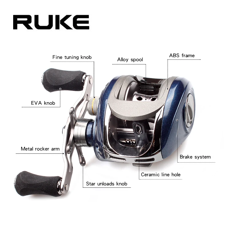 Ruke Fishing Reel Casting Reel BC100 Model Gear Ratio 5.1 :1 Aluminum Spool Magnetic Brake EVA Knob 218g Max Drag 4.5KG
Ruke Fishing Reel Casting Reel BC100 Model Gear Ratio 5.1 :1 Aluminum Spool Magnetic Brake EVA Knob 218g Max Drag 4.5KG