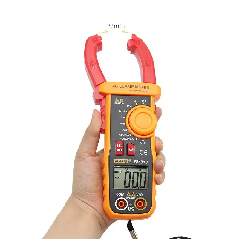 SZBJ BM818 Ammeter ACV/DCV ACA Auto Range Measurement of large capacitance NCV Digital clamp meter
SZBJ BM818 Ammeter ACV/DCV ACA Auto Range Measurement of large capacitance NCV Digital clamp meter