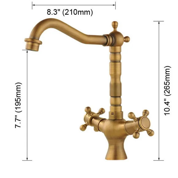 Antique Brass Double Cross Handle Single Hole Kitchen Sink Swivel Spout Mixer Tap Faucet Can020
Antique Brass Double Cross Handle Single Hole Kitchen Sink Swivel Spout Mixer Tap Faucet Can020