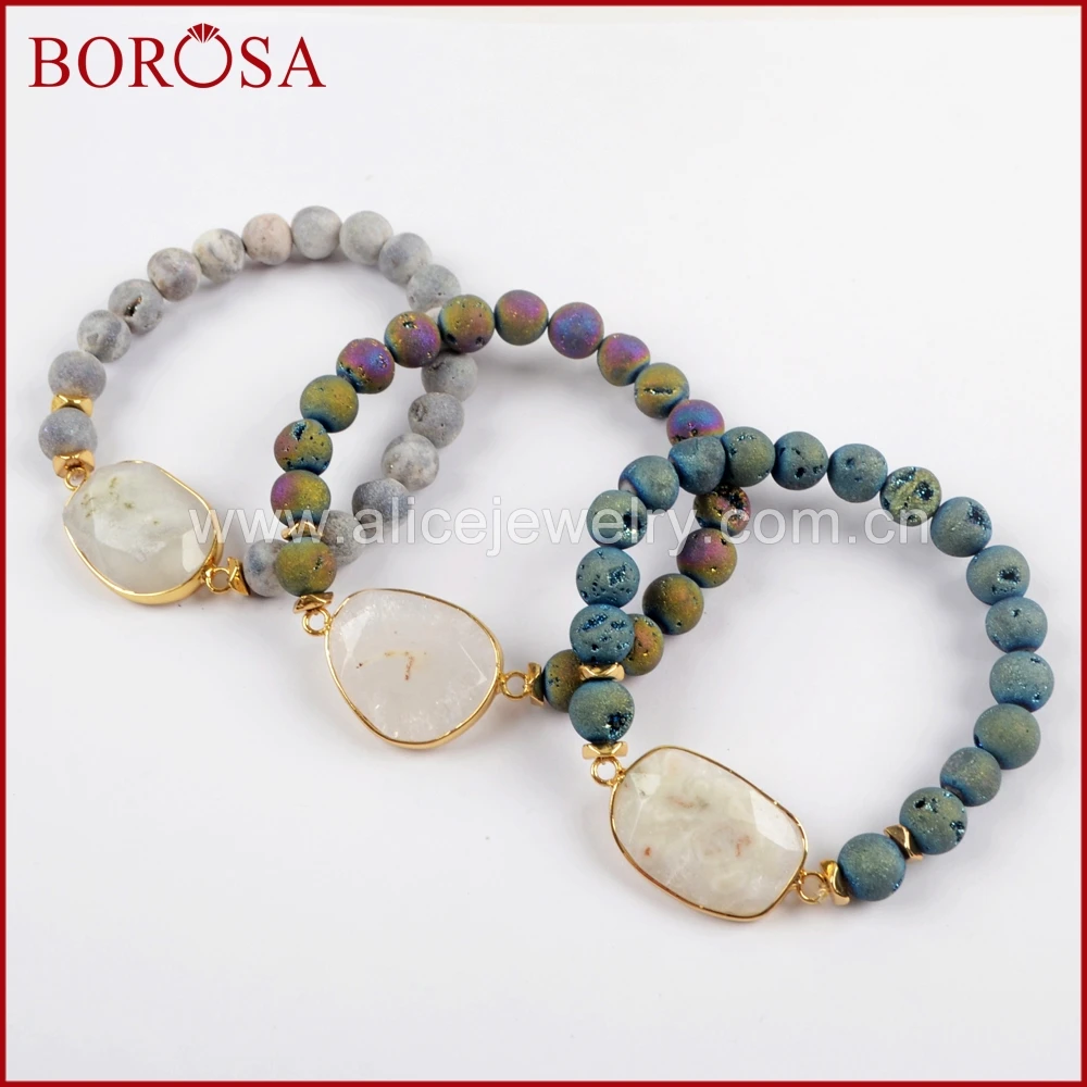 BOROSA 5/6 шт. золотой цвет белый Солнечный Кварц фотоэлемент с 8 мм титаном солнечный