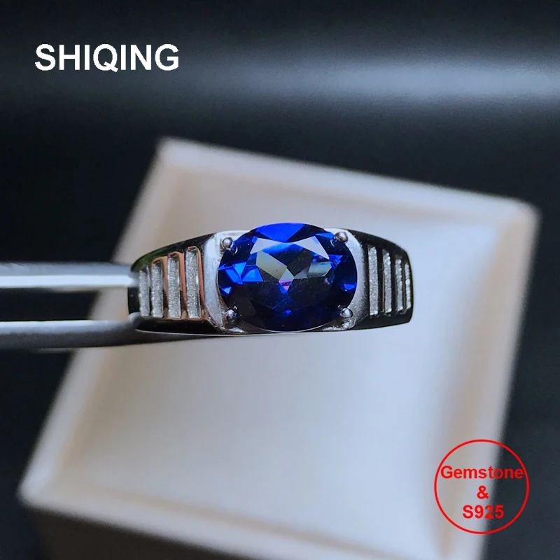 SHIQING Nature blue topaz 925 sterling silver unisex band ring for woman man
SHIQING Nature blue topaz 925 sterling silver unisex band ring for woman man