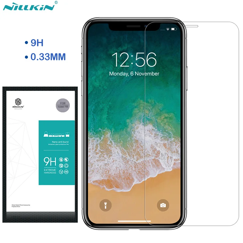 Nillkin 0 33 мм 9H Защита экрана для iPhone X XS стекло на XR Max Закаленное Защитная пленка