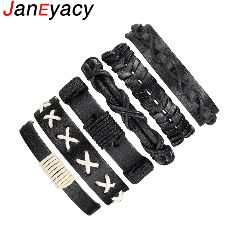 Janeyacy 6pcs/1set Black Braid Women Bracelets & Bangles for Men Multilayer Leather Bracelet Men Punk pulseira masculina
Janeyacy 6pcs/1set Black Braid Women Bracelets & Bangles for Men Multilayer Leather Bracelet Men Punk pulseira masculina