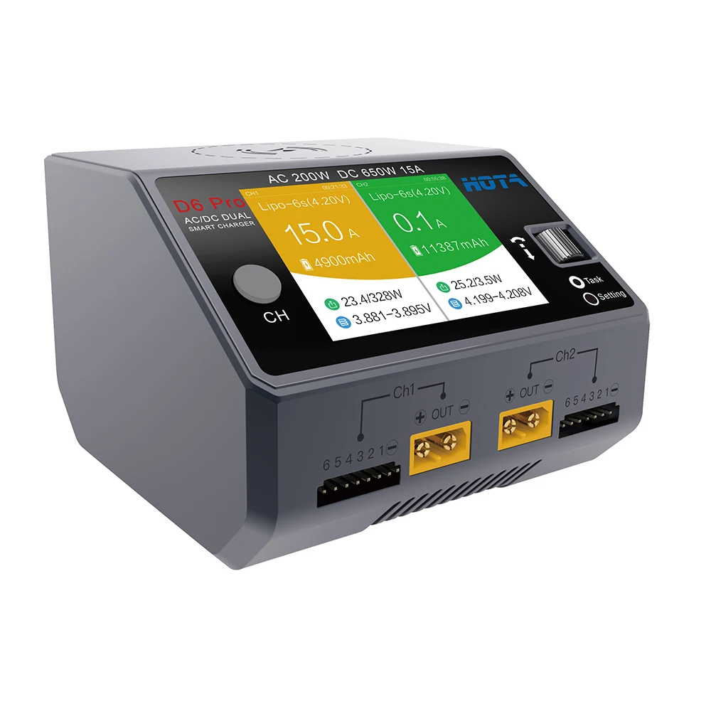 HOTA D6 Pro AC 200W DC 650W 15A Charger With Wireless Charging For NiZn/Nicd/NiMH Battery
HOTA D6 Pro AC 200W DC 650W 15A Charger With Wireless Charging For NiZn/Nicd/NiMH Battery