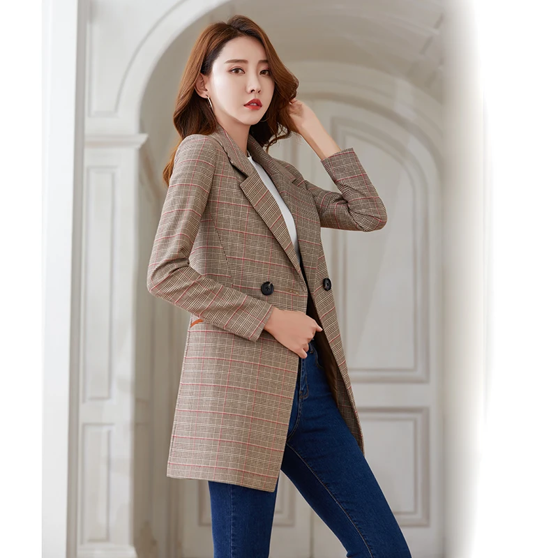Fashion women's plaid suit jacket female Korean version autumn and winter wear new casual plaid ladies suit long section Slim
Fashion women's plaid suit jacket female Korean version autumn and winter wear new casual plaid ladies suit long section Slim