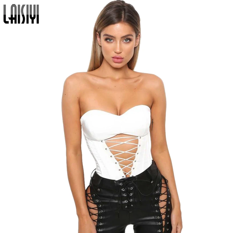 LAISIYI Lace Up Strapless Sexy Bodysuits Women Off Shoulder Slim Fitness Jumpsuit Rompers Black White Bodysuit Summer ASJU20188
LAISIYI Lace Up Strapless Sexy Bodysuits Women Off Shoulder Slim Fitness Jumpsuit Rompers Black White Bodysuit Summer ASJU20188