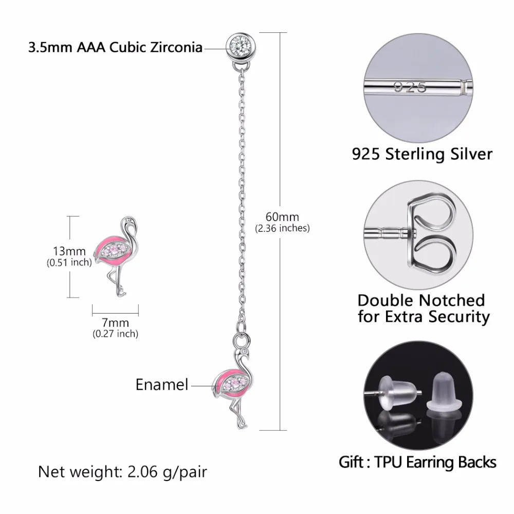 Collare 100% 925 Sterling Silver Flamingo Drop Earrings For Women Bridesmaid Gift Girls Dainty Gift Animal Dangle Earrings E622
Collare 100% 925 Sterling Silver Flamingo Drop Earrings For Women Bridesmaid Gift Girls Dainty Gift Animal Dangle Earrings E622