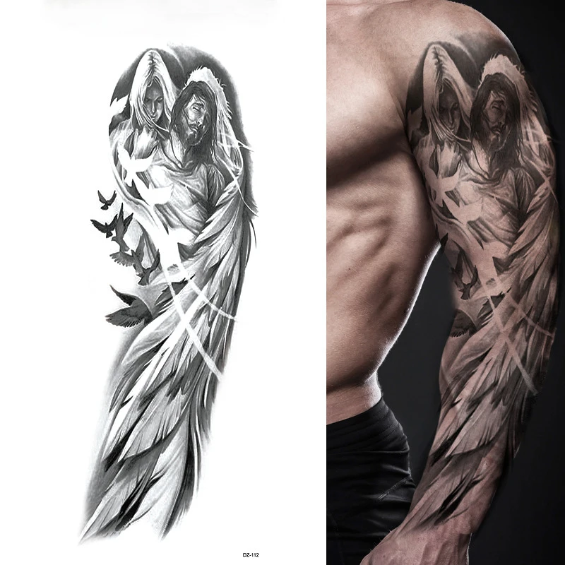 Large Arm Sleeve Tattoo Angel Wings Pigeon Jesus Waterproof Temporary Tattoo Sticker Holy Holiness Men Full Skull Totem Tattoo
Large Arm Sleeve Tattoo Angel Wings Pigeon Jesus Waterproof Temporary Tattoo Sticker Holy Holiness Men Full Skull Totem Tattoo