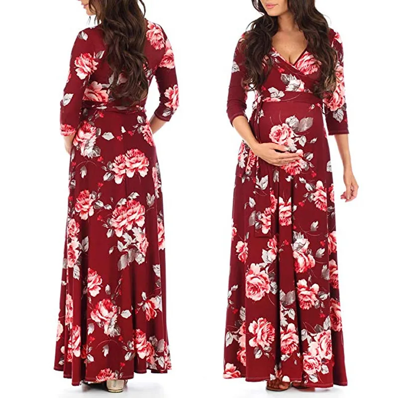 Elegant Ruched Maternity dress V-Neck bow Maxi Dress Adjustable Waistband for pregnant woman fit gown party pregnant clothes
Elegant Ruched Maternity dress V-Neck bow Maxi Dress Adjustable Waistband for pregnant woman fit gown party pregnant clothes