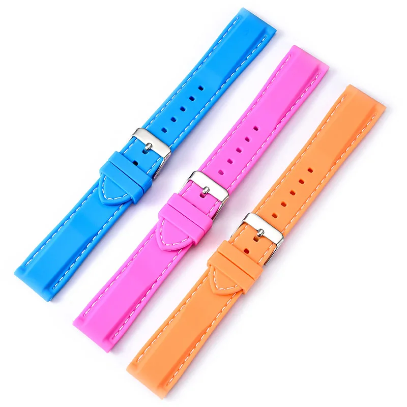 Watchbands For Sport Watch New Fashion Trendy Army Military Silicone Rubber Strap Colorful Wrist Band 18mm 20mm 22mm 24mm | Наручные часы