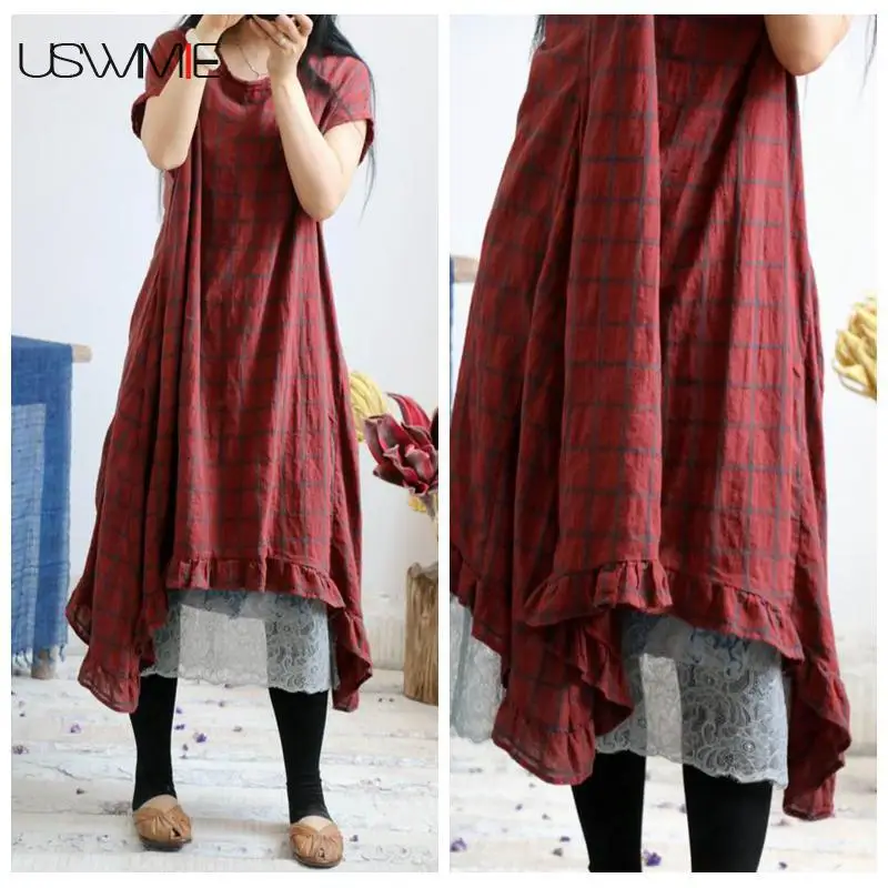USWMIE 2020 Summer Women Dress Vintage Art O-neck Short Sleeve Lotus Leaf Irregular Hem Vestidos Medium Style Dress
USWMIE 2020 Summer Women Dress Vintage Art O-neck Short Sleeve Lotus Leaf Irregular Hem Vestidos Medium Style Dress