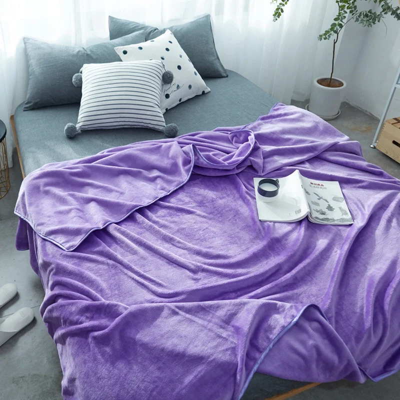 Slowdream Фиолетовый фланель элегантный Одеяло Пледы мягкий печати Winte Обёрточная