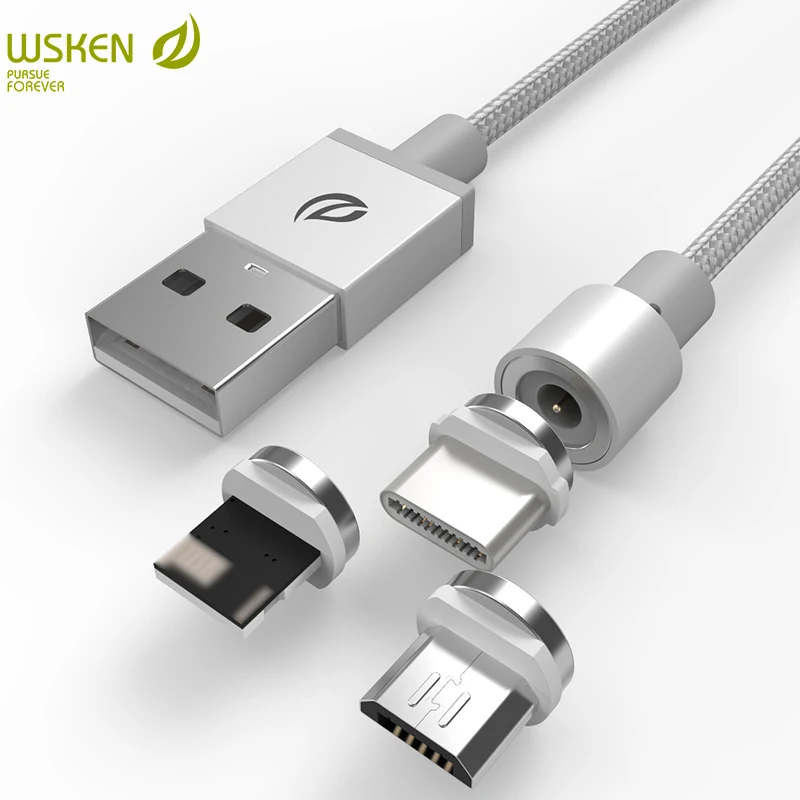 WSKEN Круглый Магнитный кабель Micro USB типа C магнитная зарядное устройство для iPhone XR
