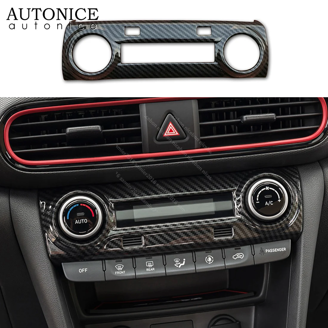 Carbon fiber color Air Condition Panel Control Covers For Hyundai Kona 2018-2019 ENCINO
Carbon fiber color Air Condition Panel Control Covers For Hyundai Kona 2018-2019 ENCINO
