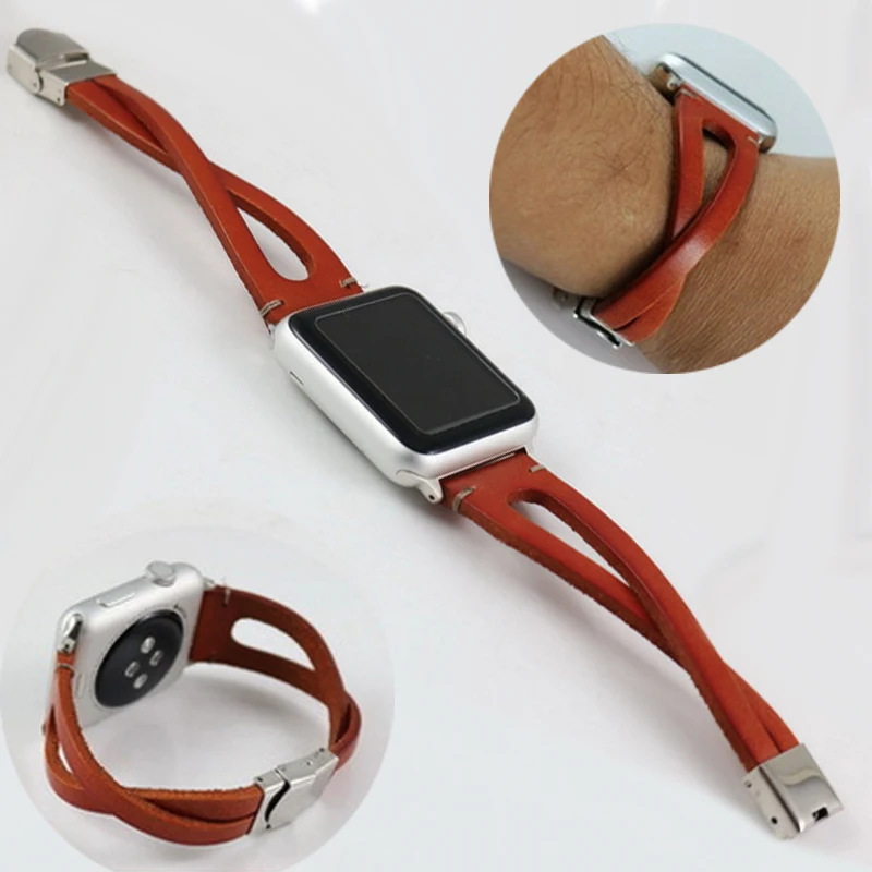 Handmade Beads Bracelets Watch Belt Band For Apple 42mm 38mm Series 1 2 3 Genuine Leather iWatch Strap | Наручные часы